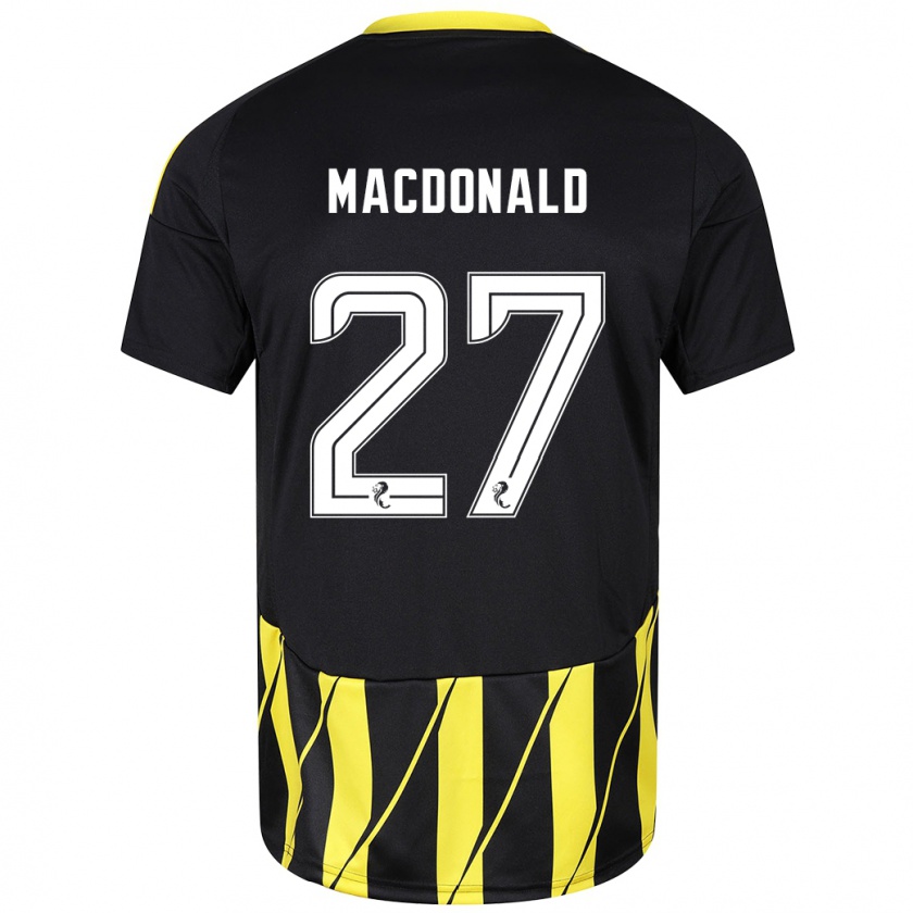 Kandiny Enfant Maillot Angus Macdonald #27 Noir Jaune Tenues Extérieur 2024/25 T-Shirt