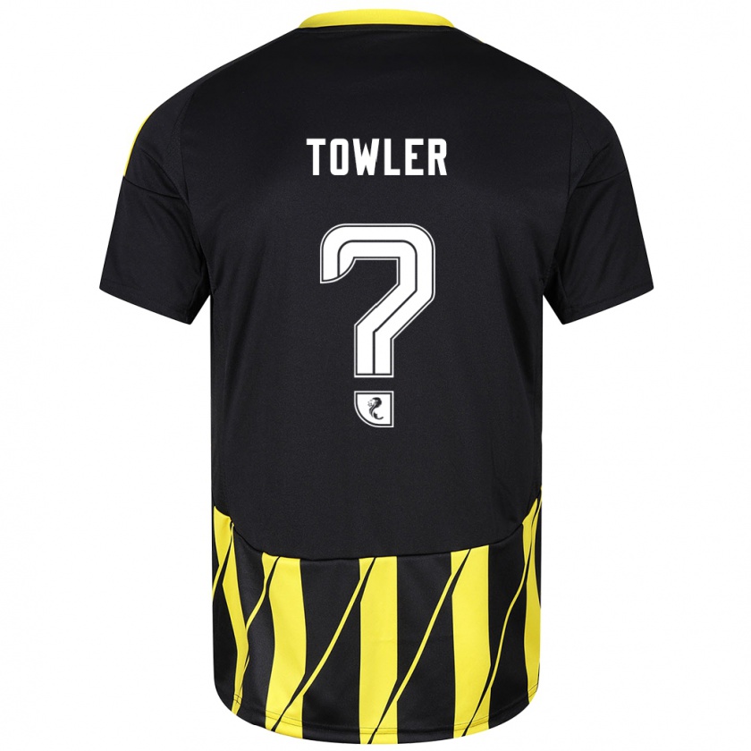 Kandiny Enfant Maillot Evan Towler #0 Noir Jaune Tenues Extérieur 2024/25 T-Shirt