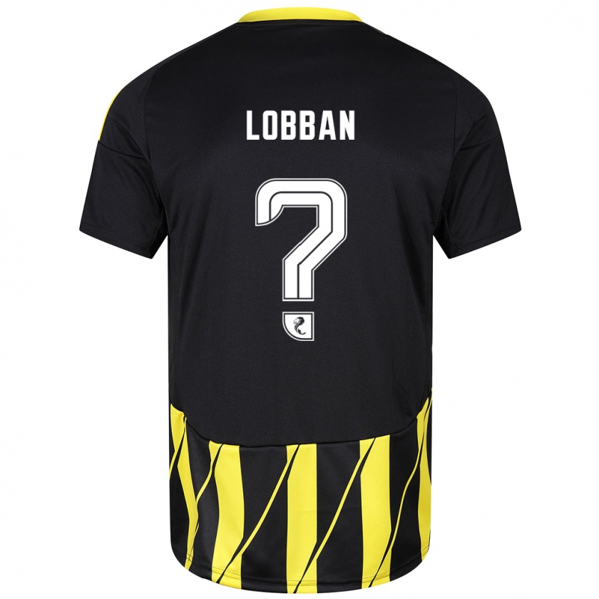 Kandiny Enfant Maillot Dylan Lobban #0 Noir Jaune Tenues Extérieur 2024/25 T-Shirt