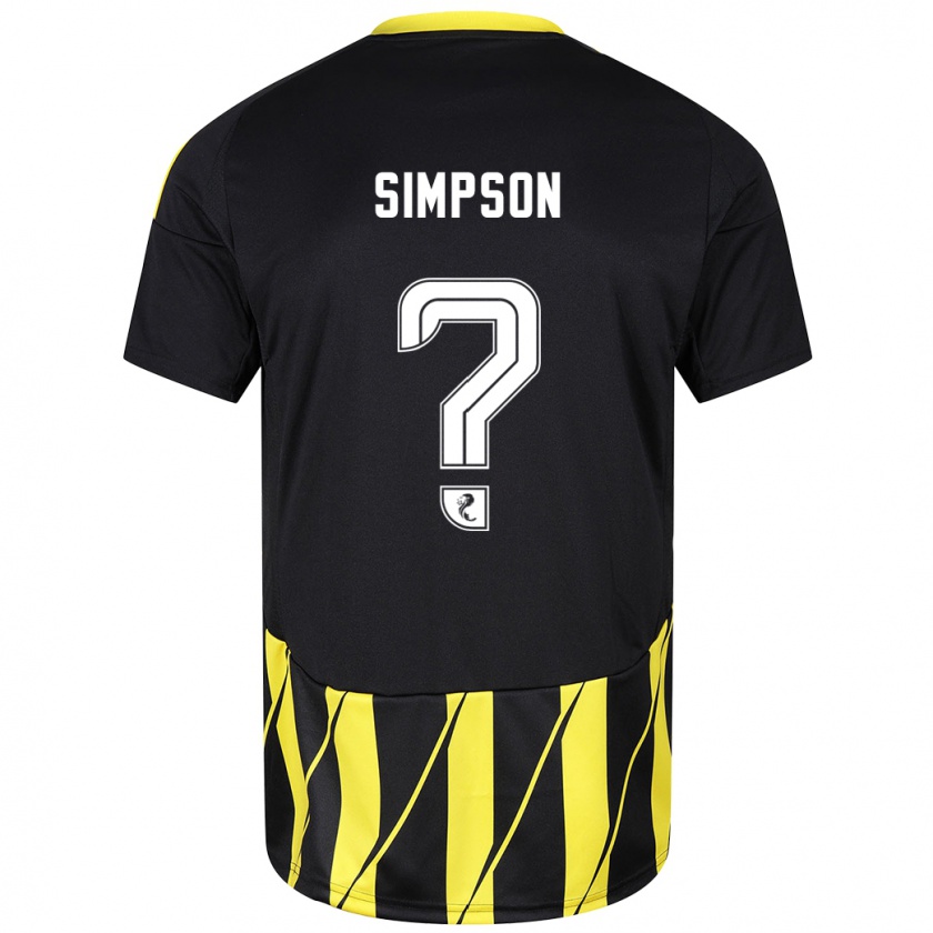 Kandiny Enfant Maillot Theo Simpson #0 Noir Jaune Tenues Extérieur 2024/25 T-Shirt