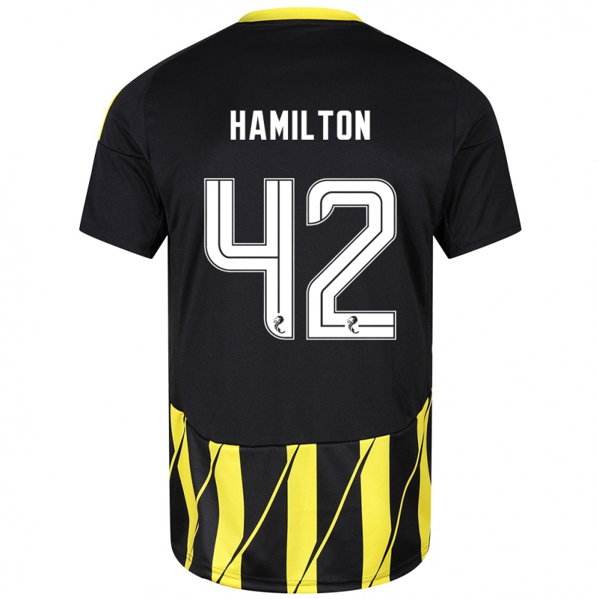 Kandiny Enfant Maillot Brendan Hamilton #42 Noir Jaune Tenues Extérieur 2024/25 T-Shirt