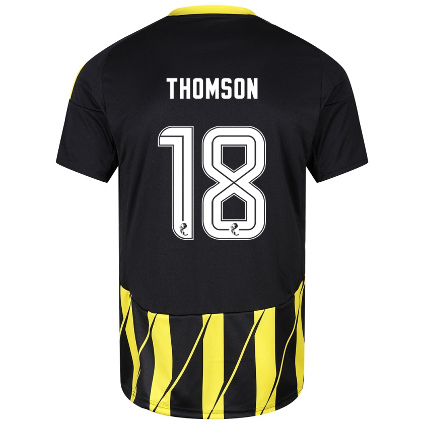 Kandiny Enfant Maillot Eva Thomson #18 Noir Jaune Tenues Extérieur 2024/25 T-Shirt