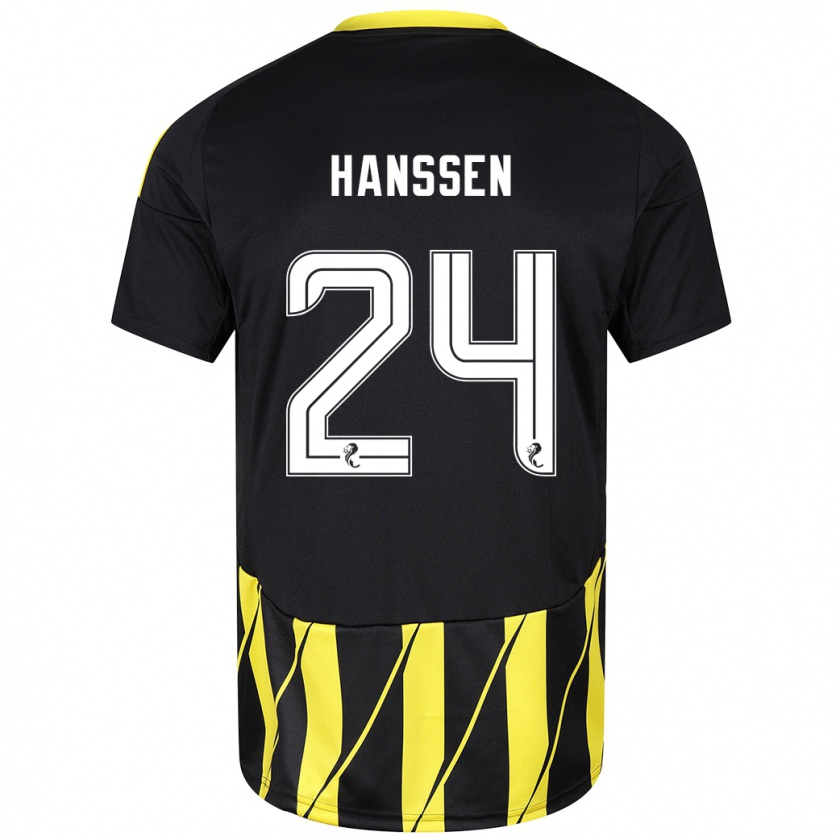 Kandiny Enfant Maillot Nadine Hanssen #24 Noir Jaune Tenues Extérieur 2024/25 T-Shirt