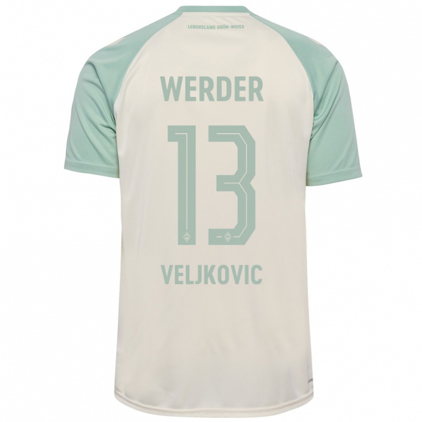 Kandiny Enfant Maillot Milos Veljkovic #13 Blanc Cassé Vert Clair Tenues Extérieur 2024/25 T-Shirt