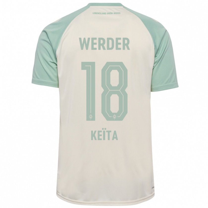 Kandiny Enfant Maillot Naby Keïta #18 Blanc Cassé Vert Clair Tenues Extérieur 2024/25 T-Shirt