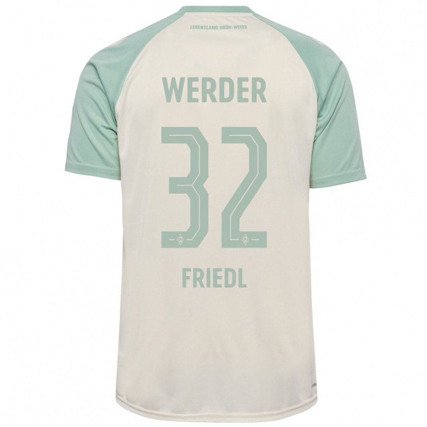 Kandiny Enfant Maillot Marco Friedl #32 Blanc Cassé Vert Clair Tenues Extérieur 2024/25 T-Shirt