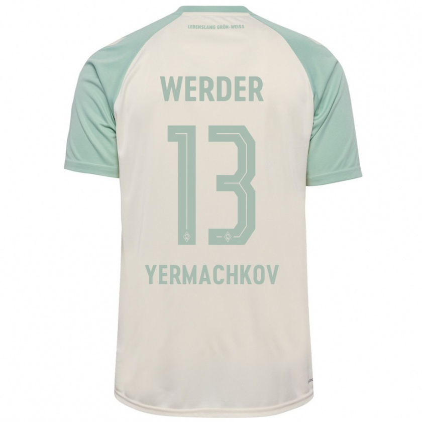 Kandiny Enfant Maillot Ivan Yermachkov #13 Blanc Cassé Vert Clair Tenues Extérieur 2024/25 T-Shirt