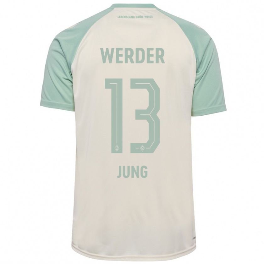 Kandiny Enfant Maillot Seong-Hyeon Jung #13 Blanc Cassé Vert Clair Tenues Extérieur 2024/25 T-Shirt