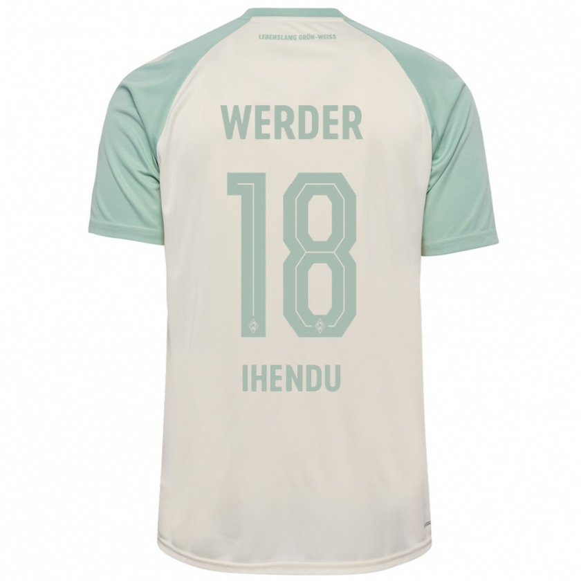 Kandiny Enfant Maillot Daniel Ihendu #18 Blanc Cassé Vert Clair Tenues Extérieur 2024/25 T-Shirt