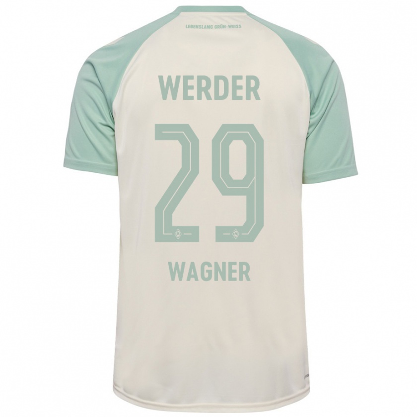 Kandiny Enfant Maillot Paul Wagner #29 Blanc Cassé Vert Clair Tenues Extérieur 2024/25 T-Shirt