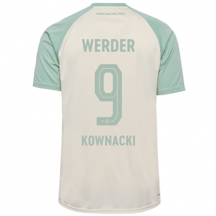 Kandiny Enfant Maillot Dawid Kownacki #9 Blanc Cassé Vert Clair Tenues Extérieur 2024/25 T-Shirt