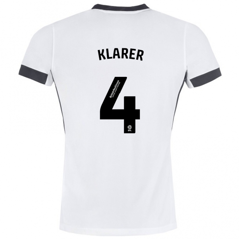 Kandiny Enfant Maillot Christoph Klarer #4 Blanc Noir Tenues Extérieur 2024/25 T-Shirt