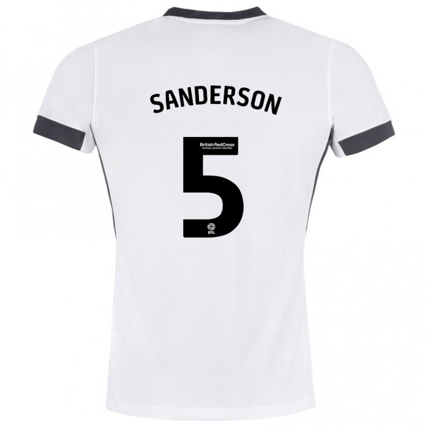 Kandiny Enfant Maillot Dion Sanderson #5 Blanc Noir Tenues Extérieur 2024/25 T-Shirt