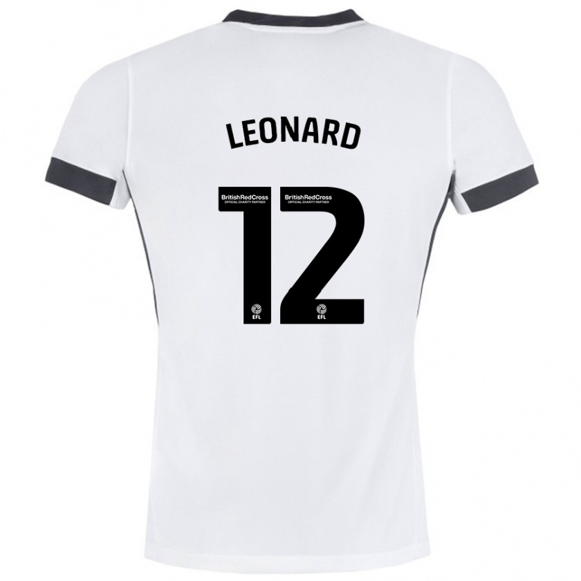 Kandiny Enfant Maillot Marc Leonard #12 Blanc Noir Tenues Extérieur 2024/25 T-Shirt