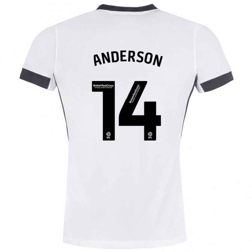 Kandiny Enfant Maillot Keshi Anderson #14 Blanc Noir Tenues Extérieur 2024/25 T-Shirt