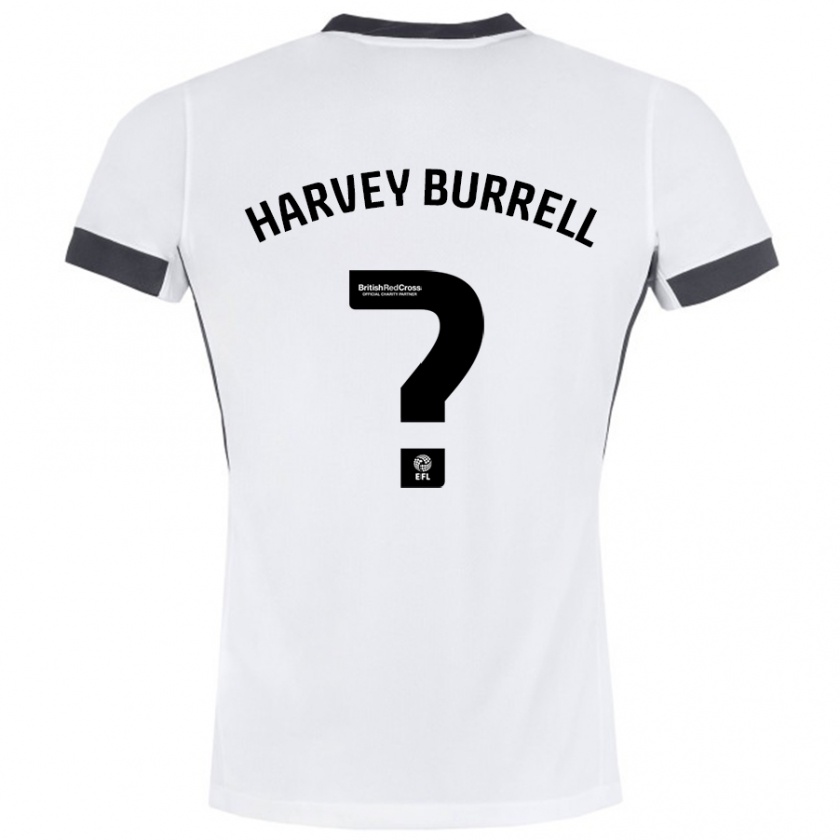 Kandiny Enfant Maillot William Harvey Burrell #0 Blanc Noir Tenues Extérieur 2024/25 T-Shirt