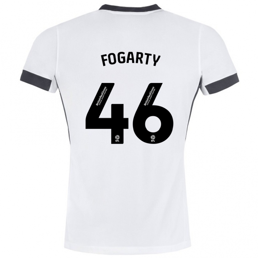 Kandiny Enfant Maillot Tom Fogarty #46 Blanc Noir Tenues Extérieur 2024/25 T-Shirt