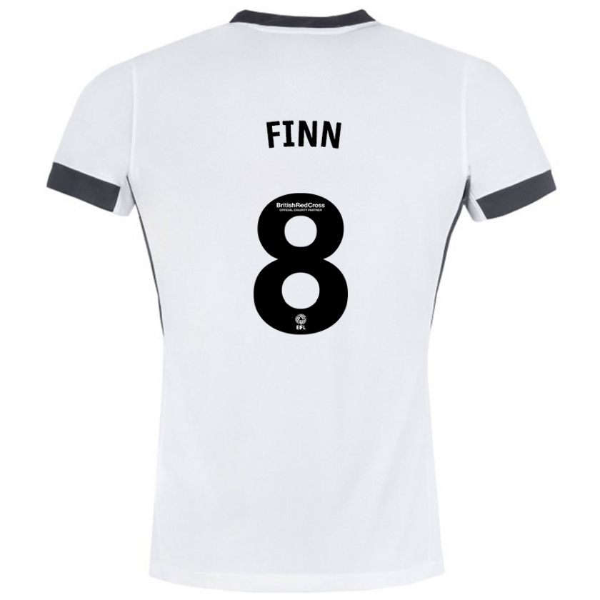 Kandiny Enfant Maillot Jamie Finn #8 Blanc Noir Tenues Extérieur 2024/25 T-Shirt