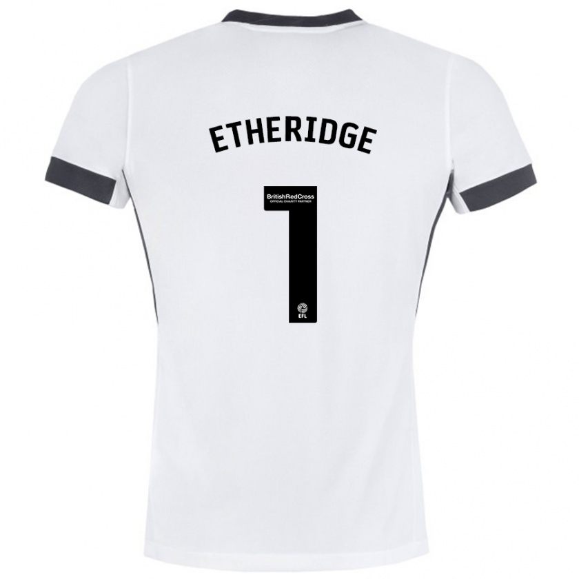 Kandiny Enfant Maillot Neil Etheridge #1 Blanc Noir Tenues Extérieur 2024/25 T-Shirt