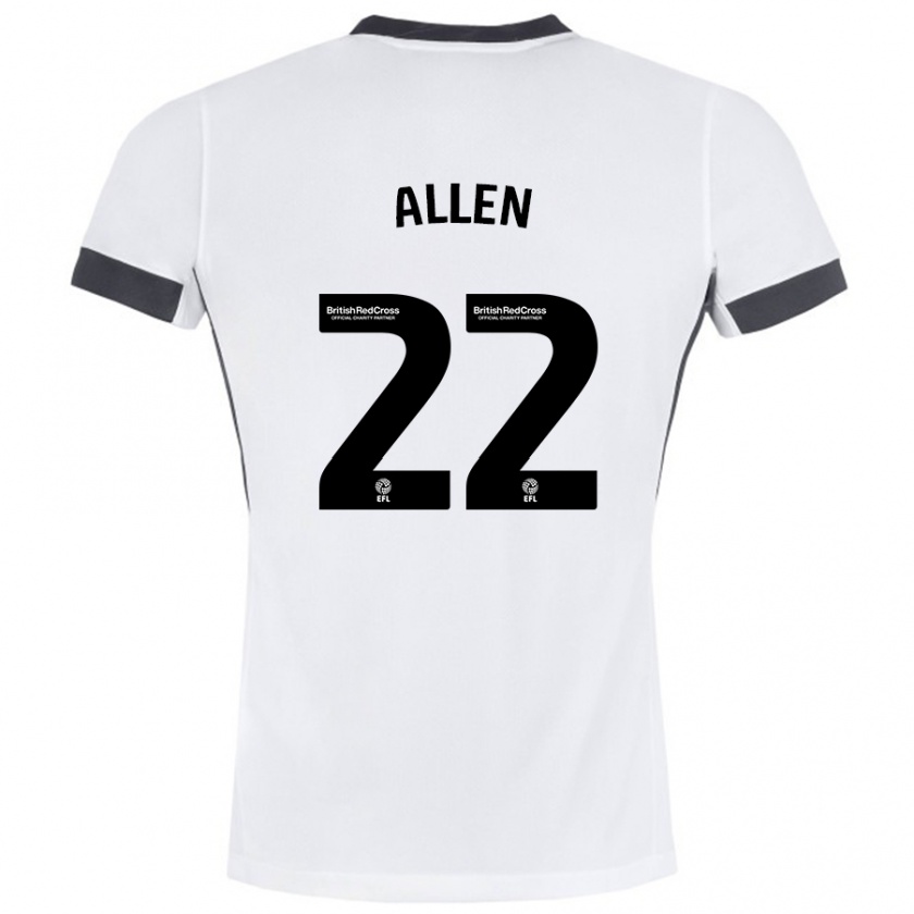 Kandiny Enfant Maillot Remi Allen #22 Blanc Noir Tenues Extérieur 2024/25 T-Shirt