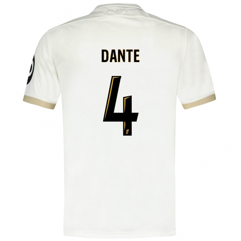 Kandiny Enfant Maillot Dante #4 Blanc Doré Tenues Extérieur 2024/25 T-Shirt