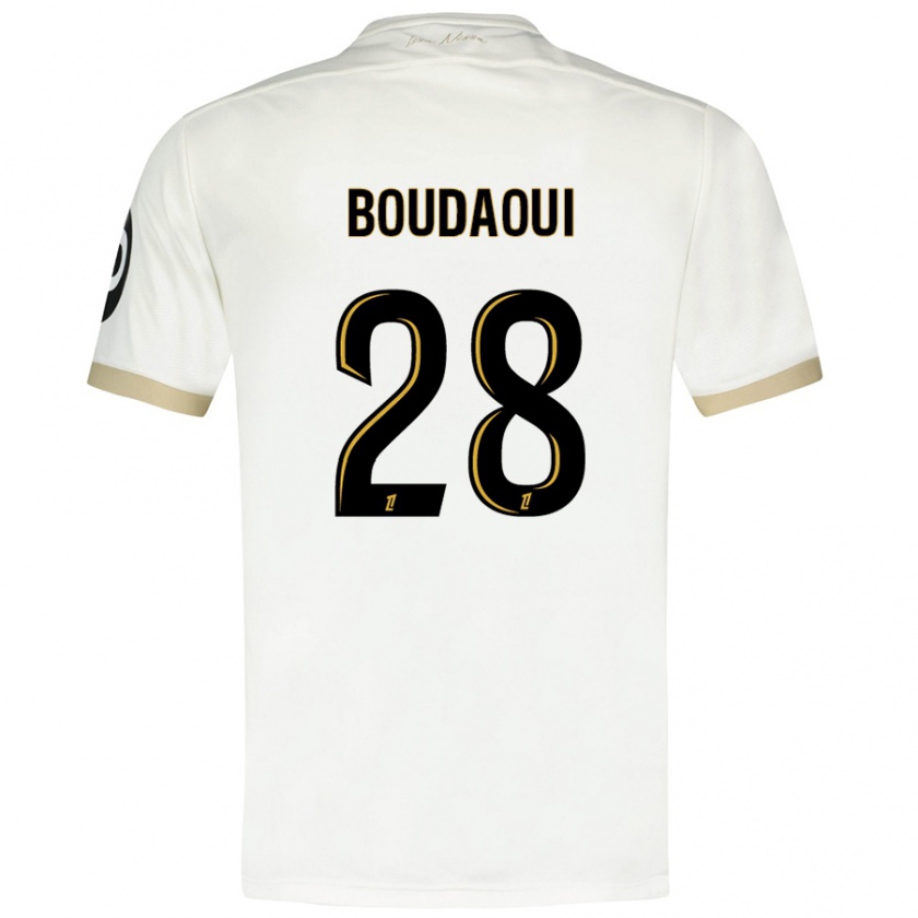 Kandiny Enfant Maillot Hicham Boudaoui #28 Blanc Doré Tenues Extérieur 2024/25 T-Shirt