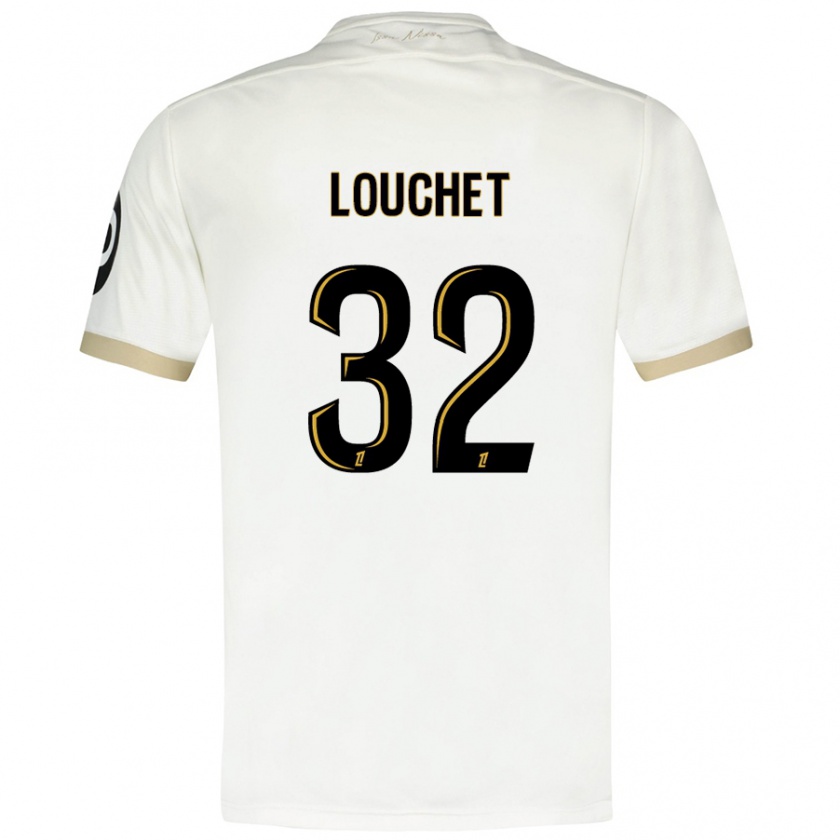 Kandiny Enfant Maillot Tom Louchet #32 Blanc Doré Tenues Extérieur 2024/25 T-Shirt