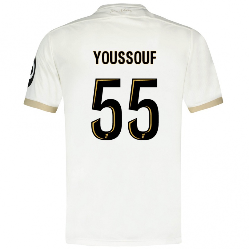 Kandiny Enfant Maillot Youssouf Ndayishimiye #55 Blanc Doré Tenues Extérieur 2024/25 T-Shirt