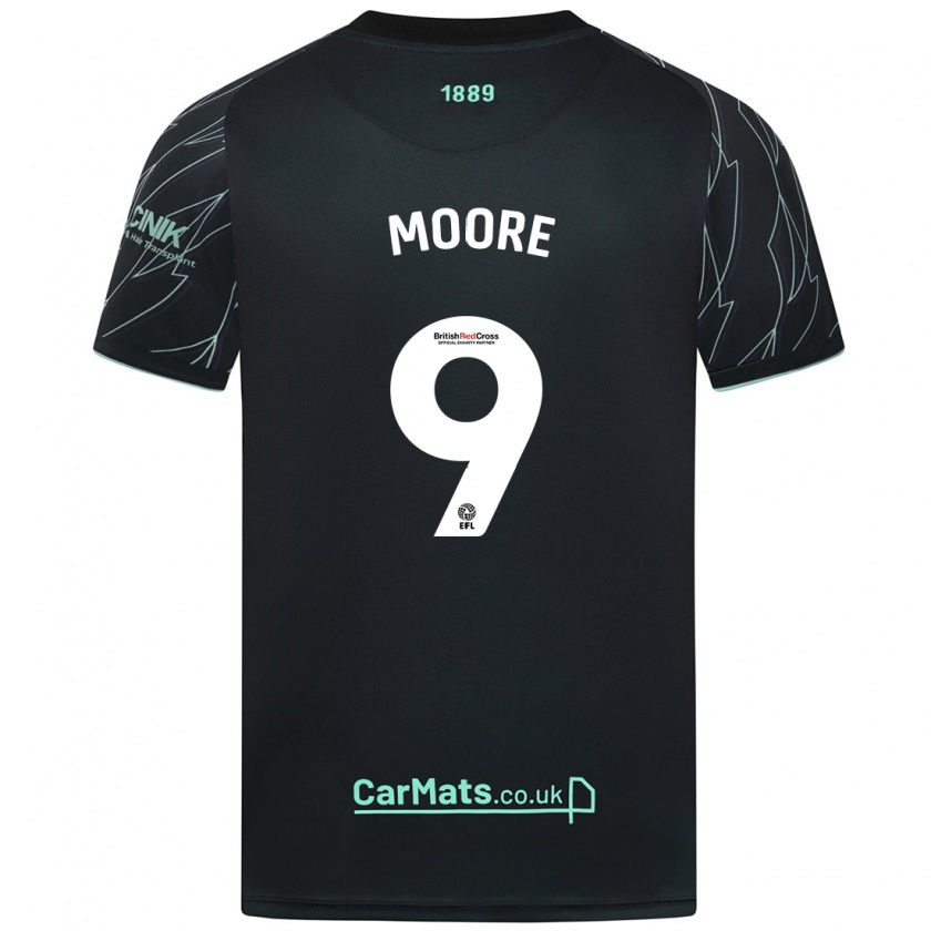 Kandiny Enfant Maillot Kieffer Moore #9 Noir Vert Tenues Extérieur 2024/25 T-Shirt