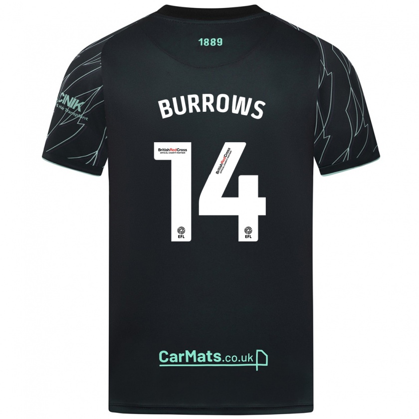 Kandiny Enfant Maillot Harrison Burrows #14 Noir Vert Tenues Extérieur 2024/25 T-Shirt