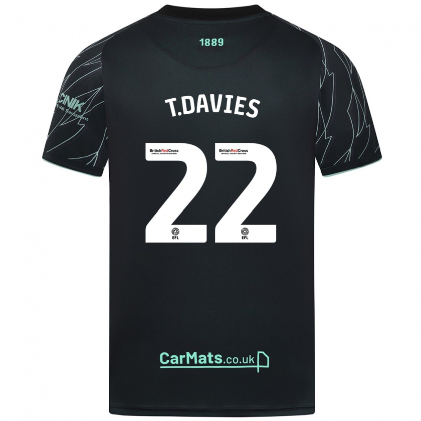 Kandiny Enfant Maillot Tom Davies #22 Noir Vert Tenues Extérieur 2024/25 T-Shirt