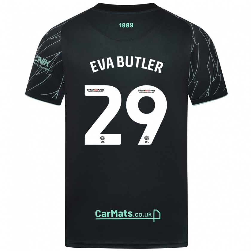 Kandiny Enfant Maillot Eva Butler #29 Noir Vert Tenues Extérieur 2024/25 T-Shirt