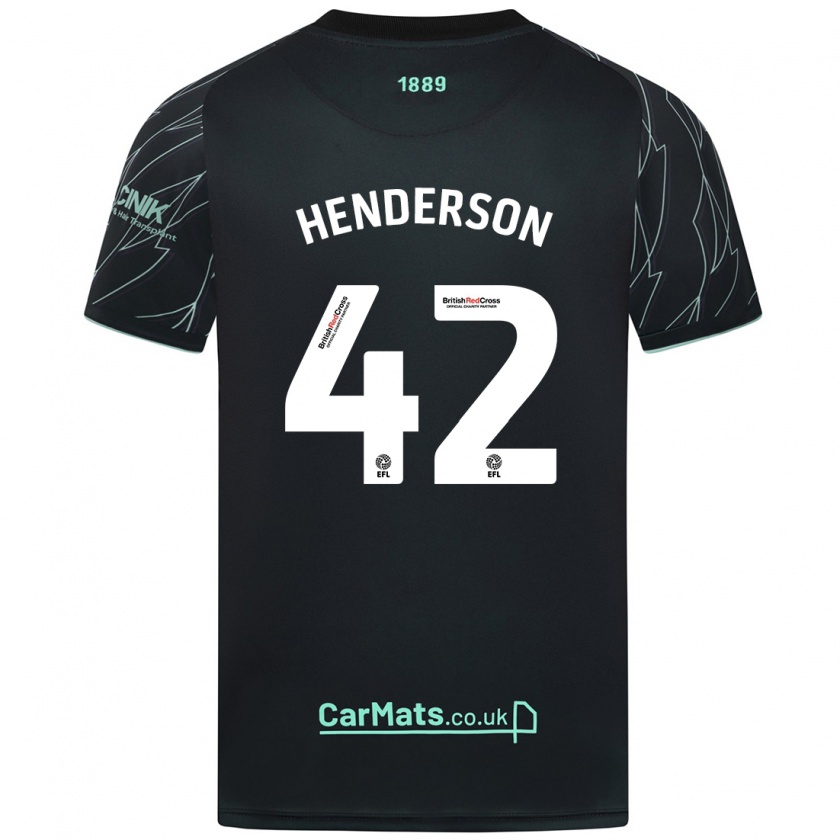 Kandiny Enfant Maillot Peyton Henderson #42 Noir Vert Tenues Extérieur 2024/25 T-Shirt