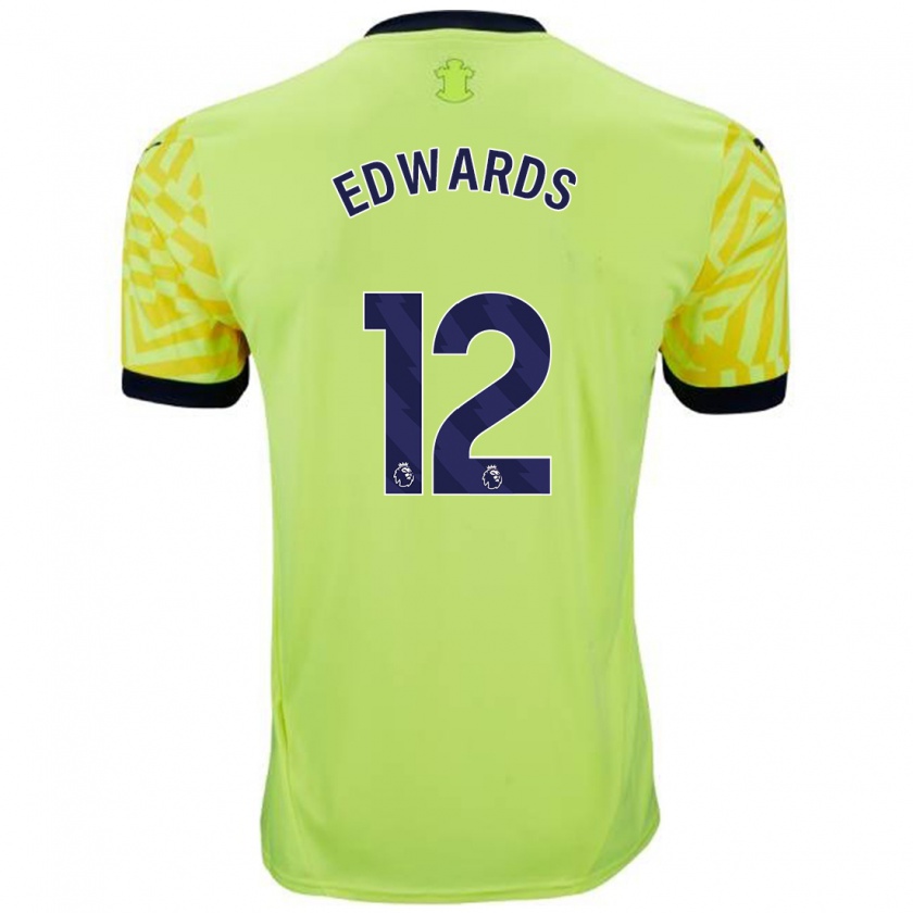 Kandiny Enfant Maillot Ronnie Edwards #12 Jaune Tenues Extérieur 2024/25 T-Shirt