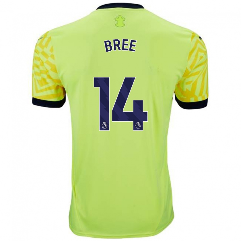 Kandiny Enfant Maillot James Bree #14 Jaune Tenues Extérieur 2024/25 T-Shirt