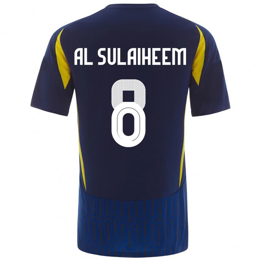 Kandiny Enfant Maillot Abdulmajeed Al-Sulayhim #8 Bleu Jaune Tenues Extérieur 2024/25 T-Shirt