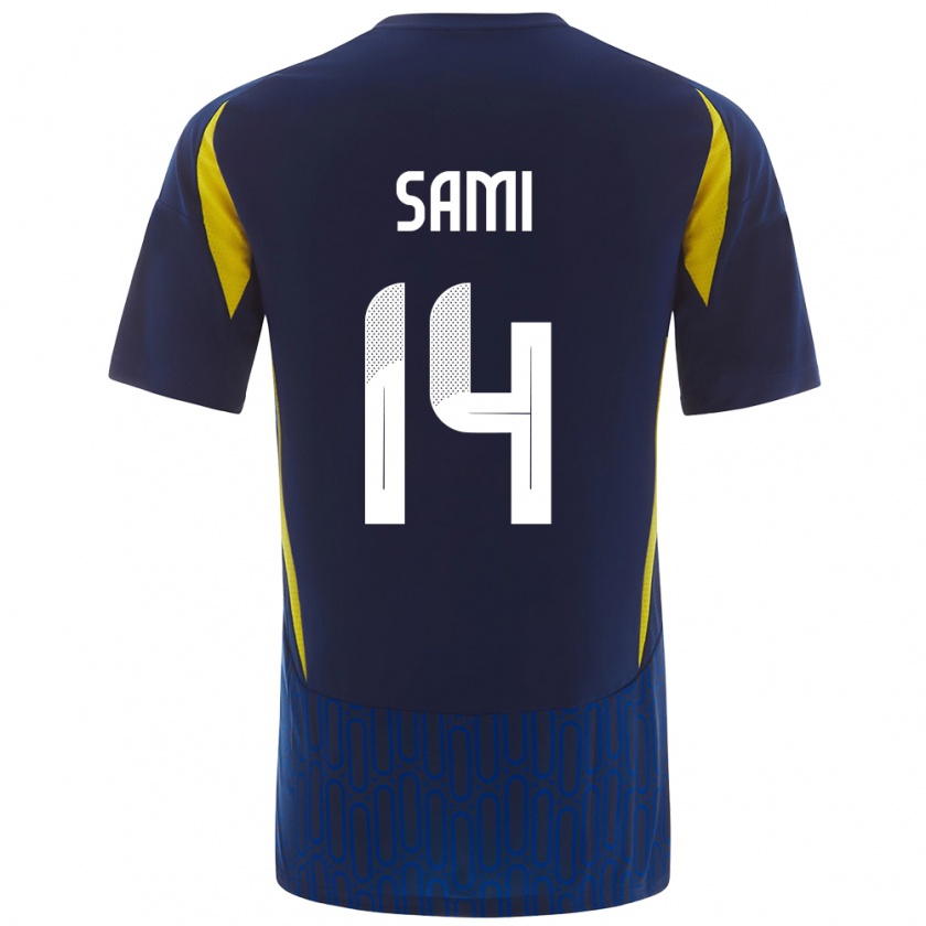 Kandiny Enfant Maillot Sami Al-Najei #14 Bleu Jaune Tenues Extérieur 2024/25 T-Shirt