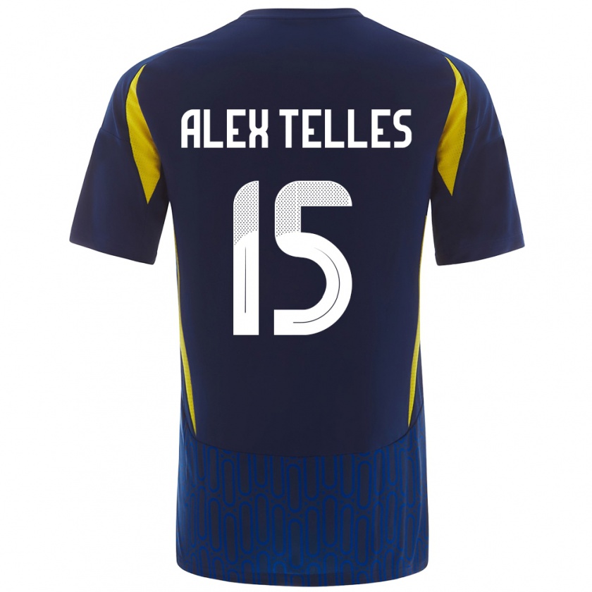 Kandiny Enfant Maillot Alex Telles #15 Bleu Jaune Tenues Extérieur 2024/25 T-Shirt