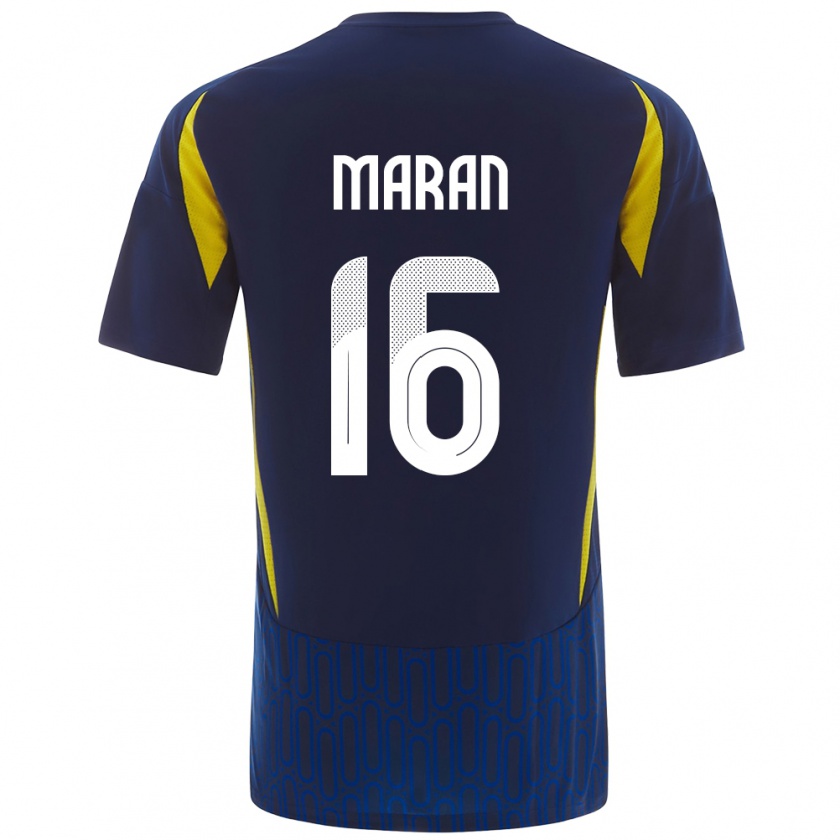 Kandiny Enfant Maillot Mohammed Maran #16 Bleu Jaune Tenues Extérieur 2024/25 T-Shirt