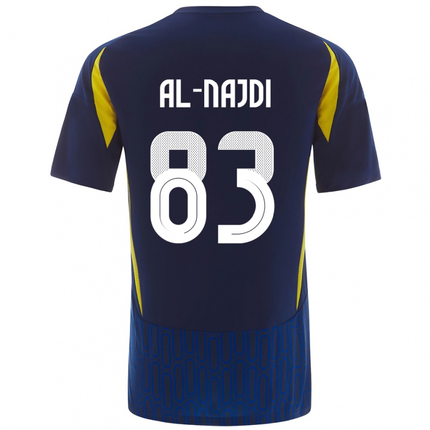 Kandiny Enfant Maillot Salem Al-Najdi #83 Bleu Jaune Tenues Extérieur 2024/25 T-Shirt