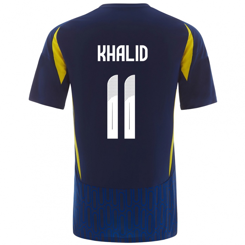 Kandiny Enfant Maillot Khalid Al-Ghannam #11 Bleu Jaune Tenues Extérieur 2024/25 T-Shirt