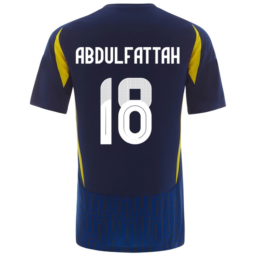 Kandiny Enfant Maillot Abdulfattah Adam #18 Bleu Jaune Tenues Extérieur 2024/25 T-Shirt