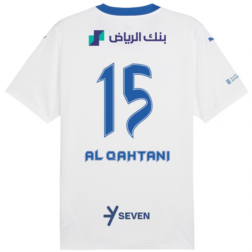 Kandiny Enfant Maillot Mohammed Al-Qahtani #15 Blanc Bleu Tenues Extérieur 2024/25 T-Shirt