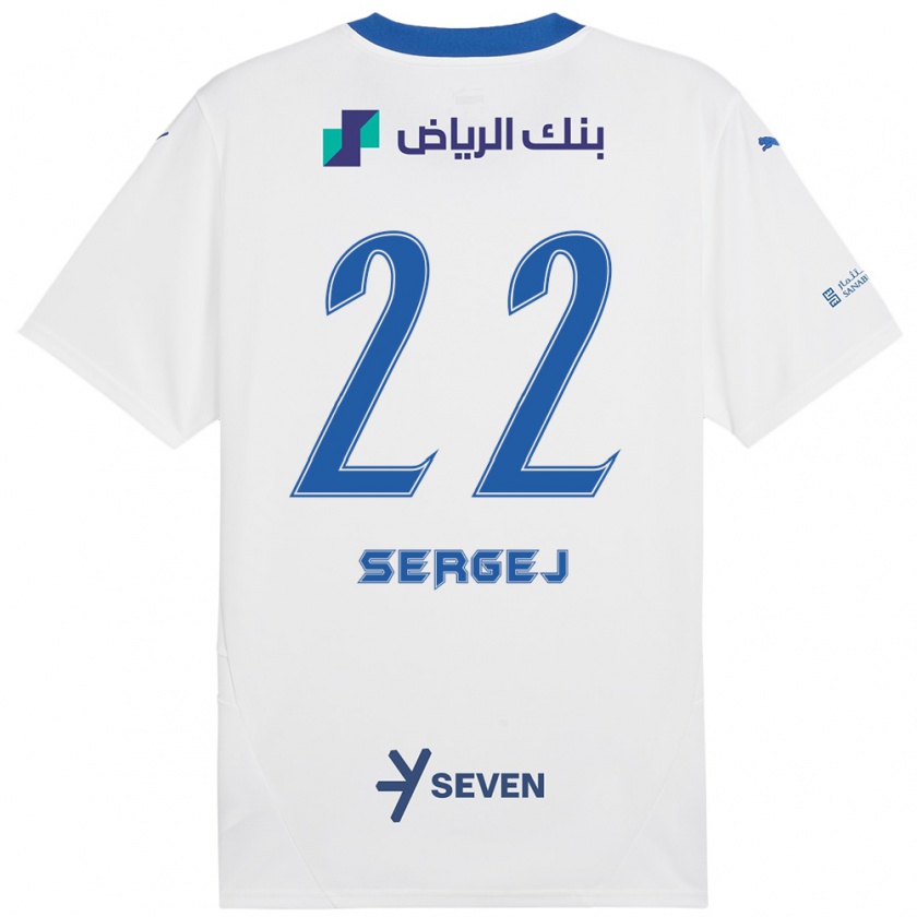 Kandiny Enfant Maillot Sergej Milinković-Savić #22 Blanc Bleu Tenues Extérieur 2024/25 T-Shirt