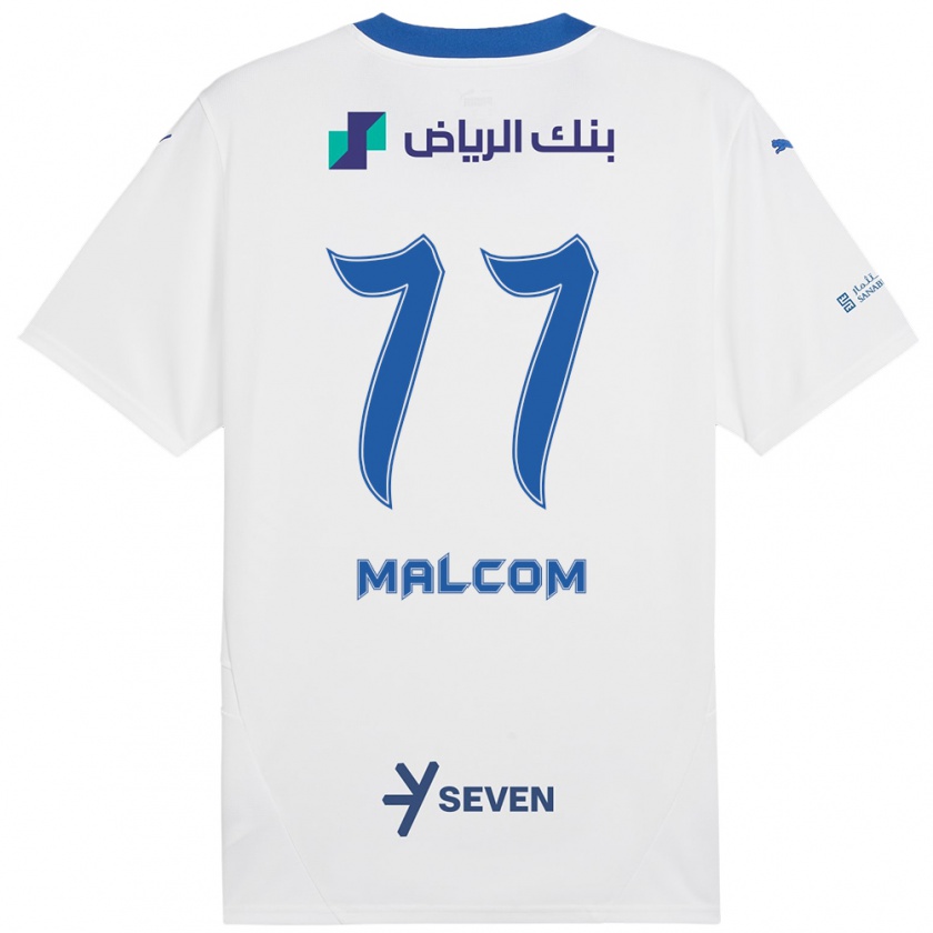 Kandiny Enfant Maillot Malcom #77 Blanc Bleu Tenues Extérieur 2024/25 T-Shirt