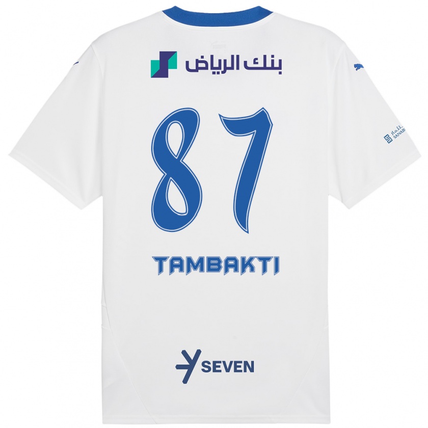 Kandiny Enfant Maillot Hassan Tambakti #87 Blanc Bleu Tenues Extérieur 2024/25 T-Shirt