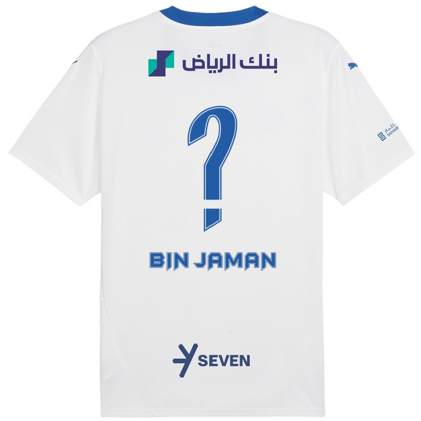 Kandiny Enfant Maillot Rakan Bin Jaman #0 Blanc Bleu Tenues Extérieur 2024/25 T-Shirt