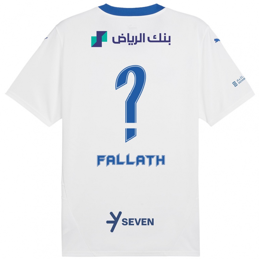 Kandiny Enfant Maillot Fahad Fallath #0 Blanc Bleu Tenues Extérieur 2024/25 T-Shirt