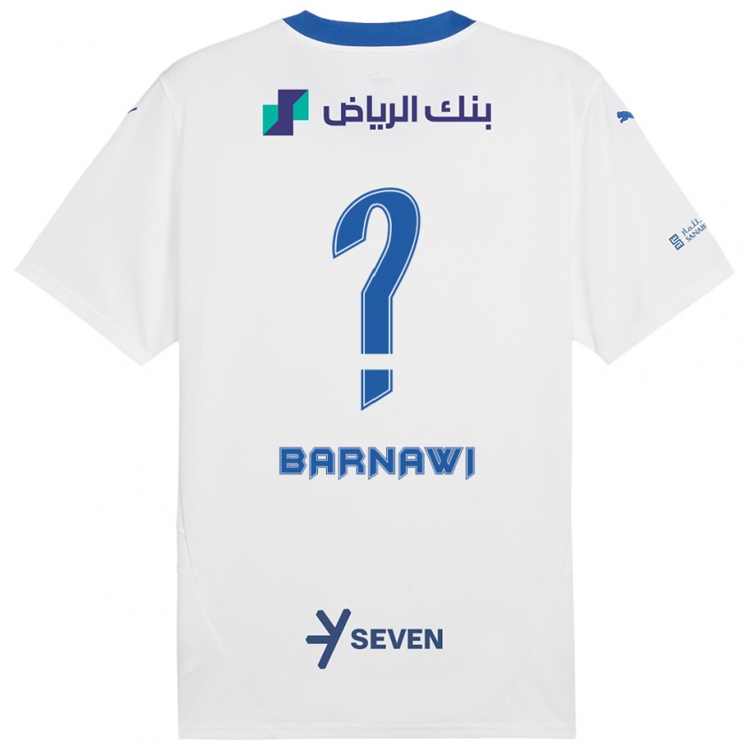 Kandiny Enfant Maillot Abdulsalam Barnawi #0 Blanc Bleu Tenues Extérieur 2024/25 T-Shirt