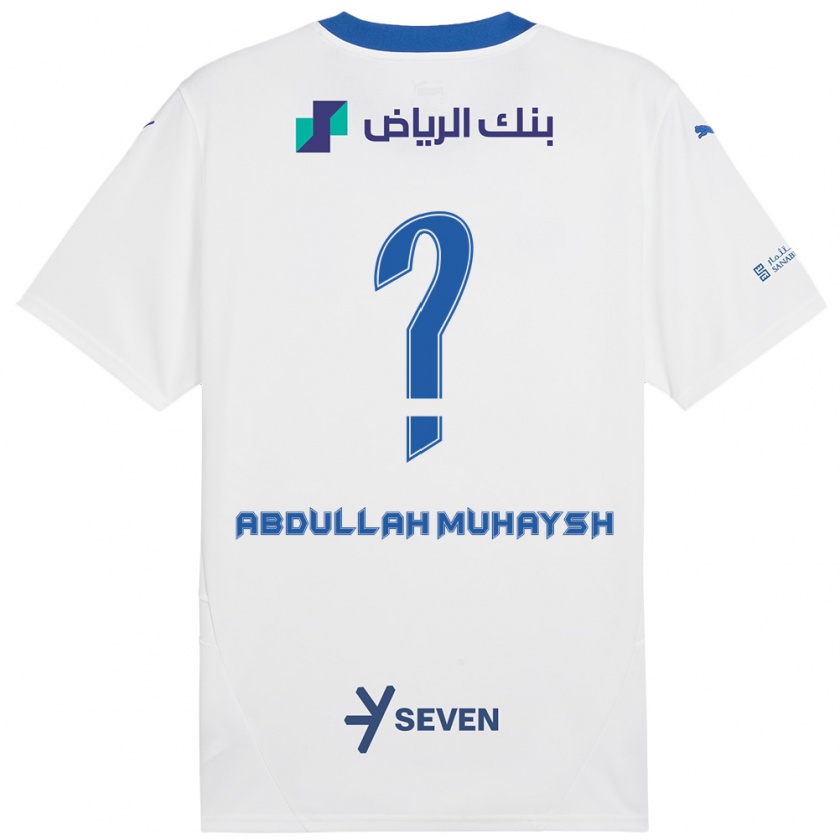 Kandiny Enfant Maillot Mohammed Abdullah Muhaysh #0 Blanc Bleu Tenues Extérieur 2024/25 T-Shirt